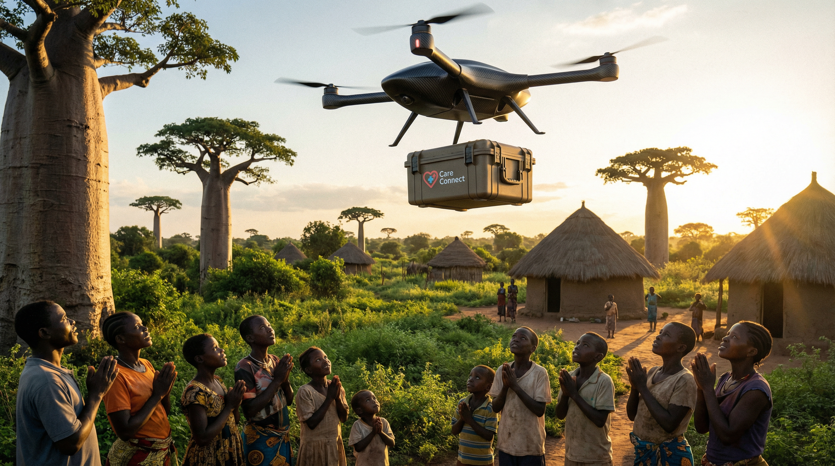 Drone delivering medical supplies